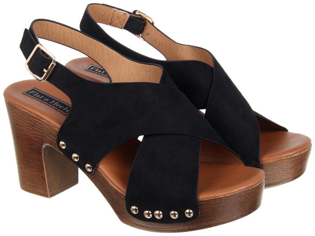 

Flat n Heels Women Black Heeled Sandals