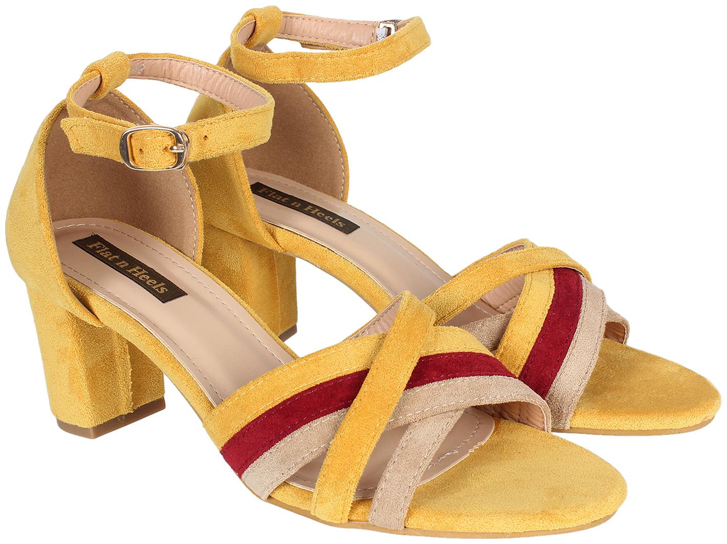

Flat n Heels Women Yellow Heeled Sandals