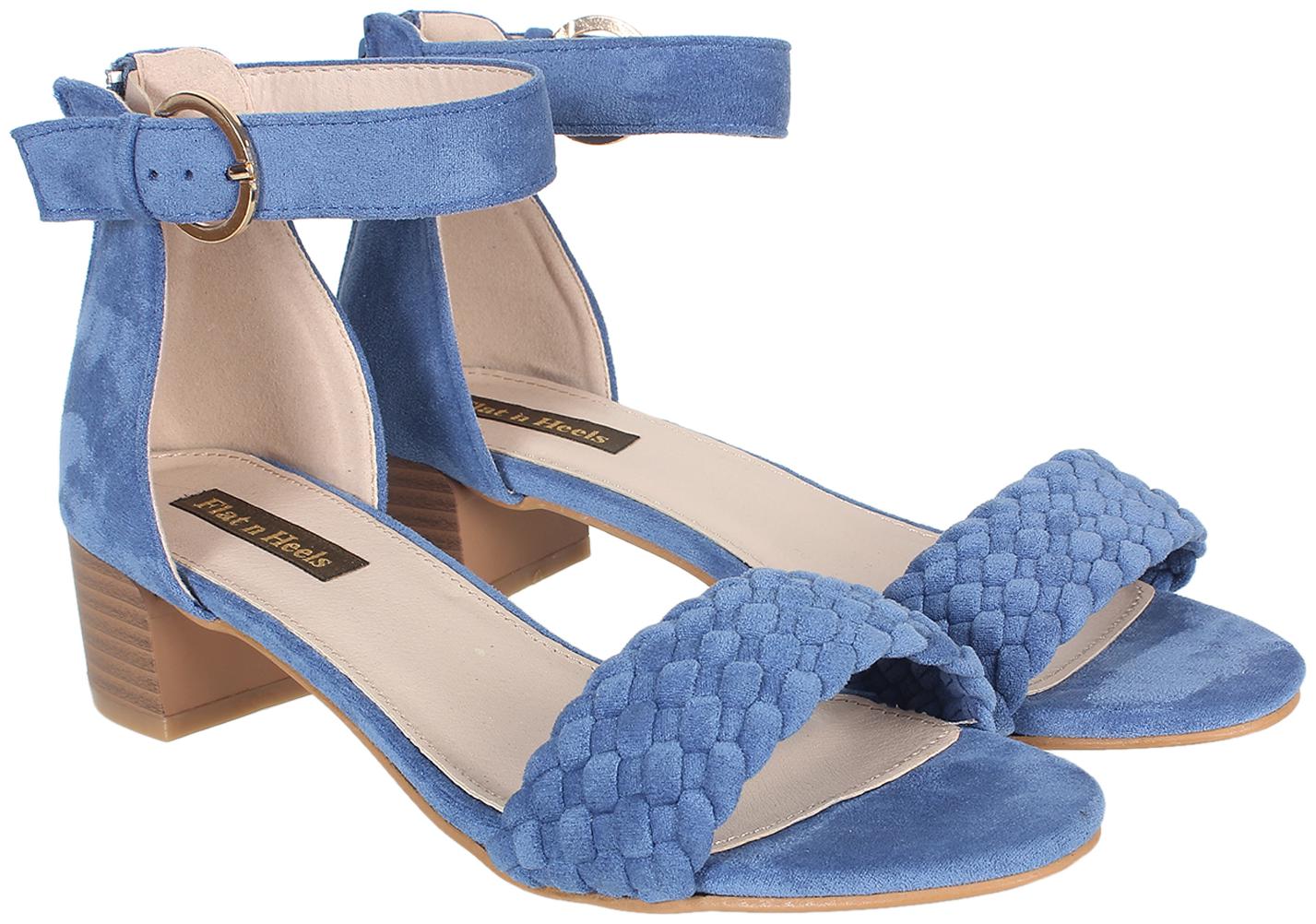 

Flat n Heels Women Blue Heeled Sandals