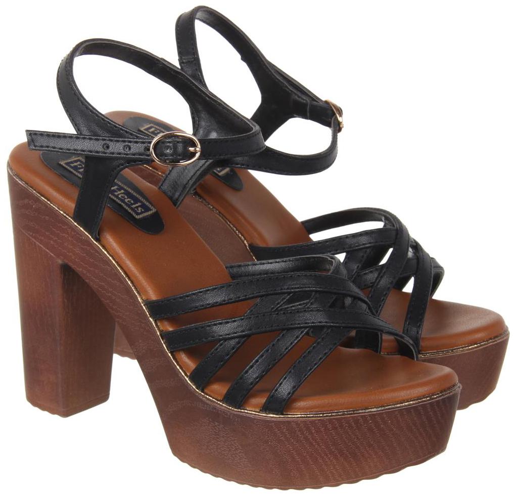 

Flat n Heels Women Black Heeled Sandals