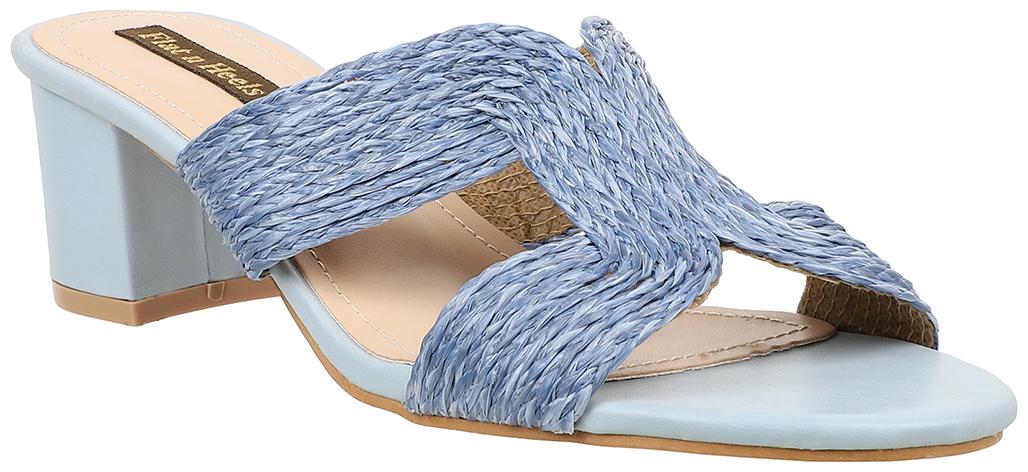 

Flat n Heels Women Blue Heeled Sandals