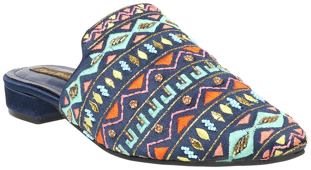 

Flat n Heels Women Blue Mules
