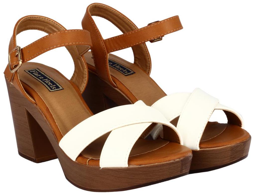 

Flat n Heels Women White Heeled Sandals