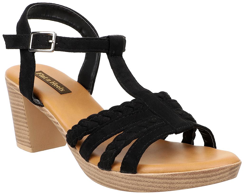 

Flat n Heels Women Black Heeled Sandals