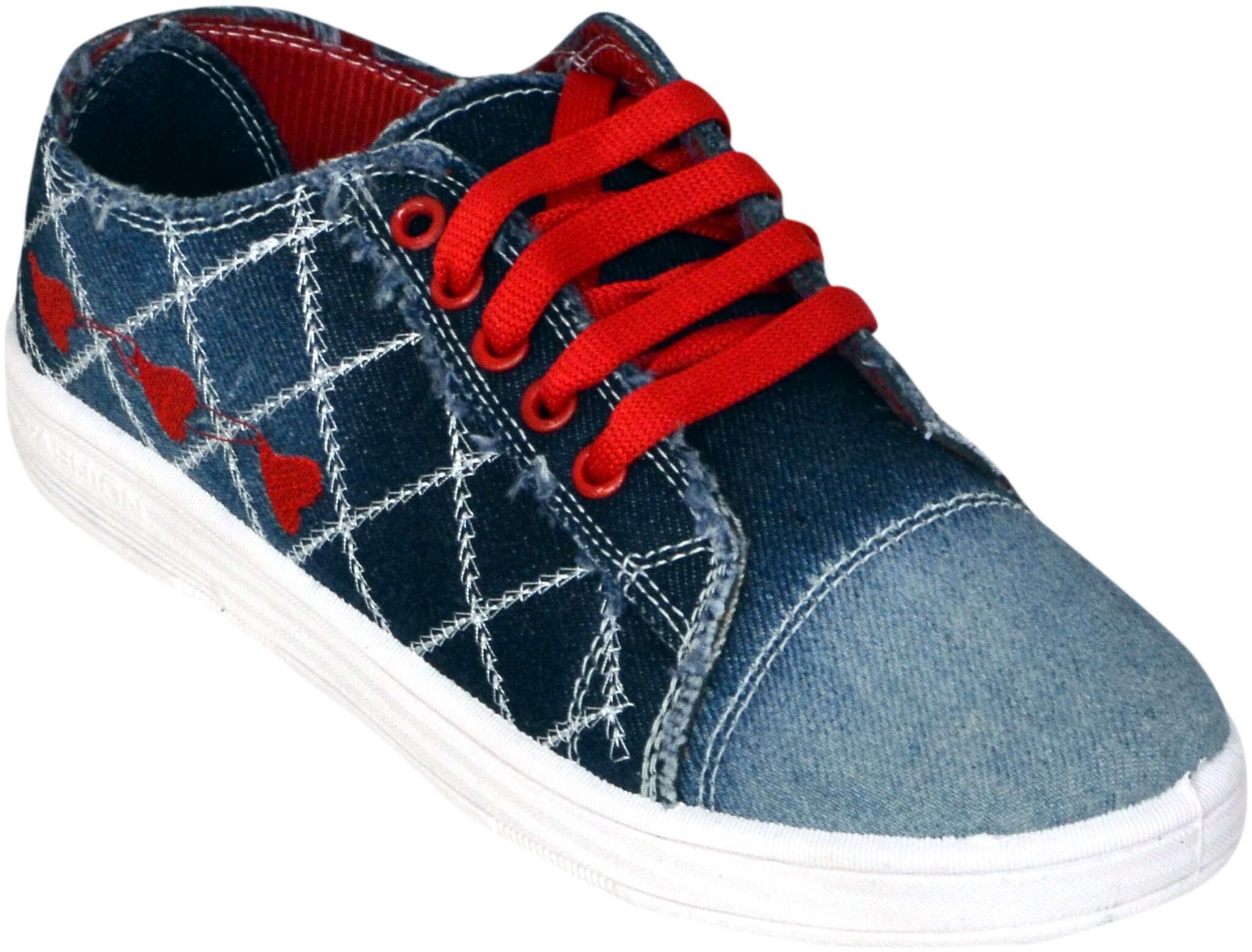 

Fluid Blue And Red Denim Casual Shoes For Women