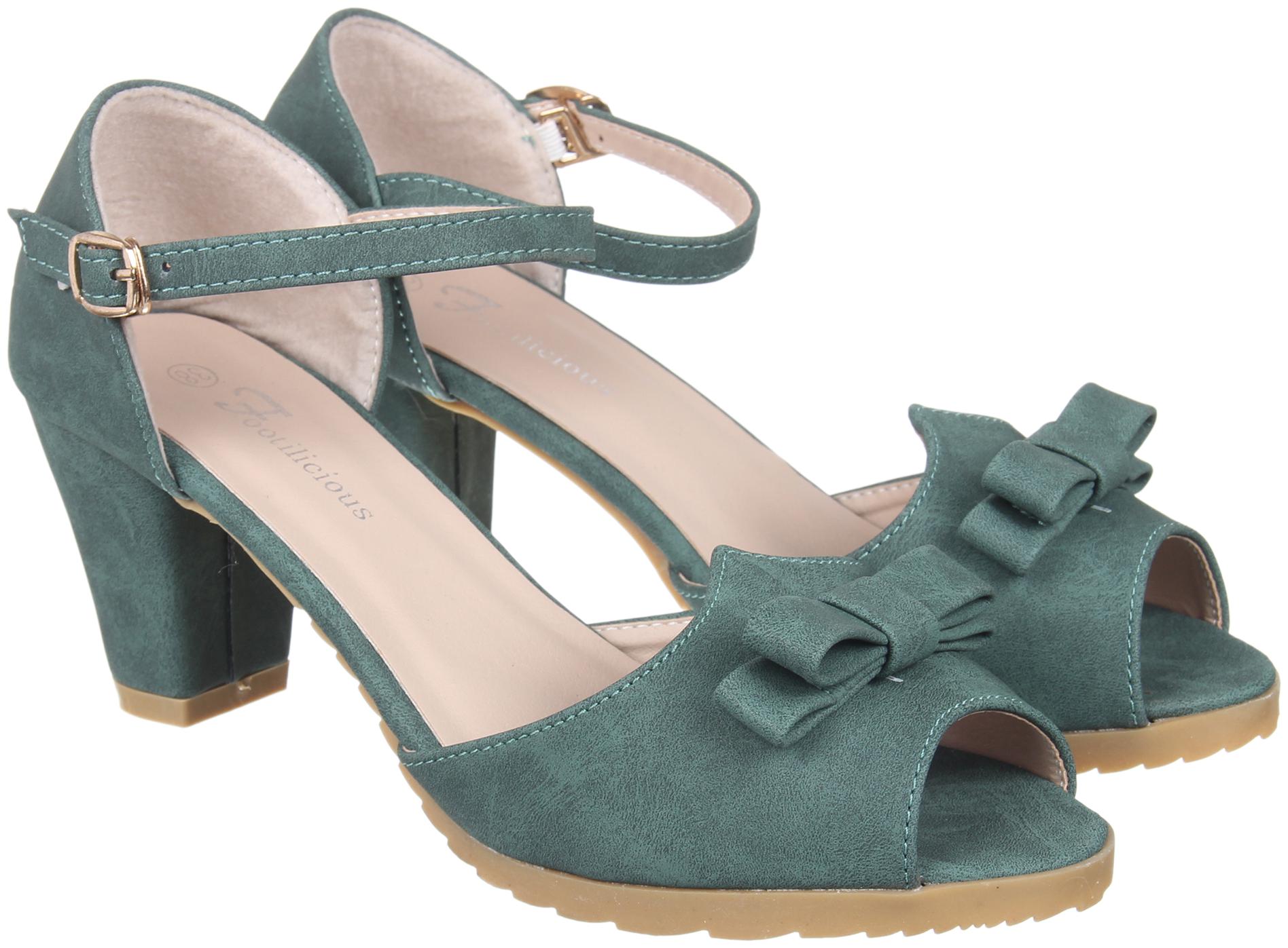 

Footilicious Women Green Heeled Sandals
