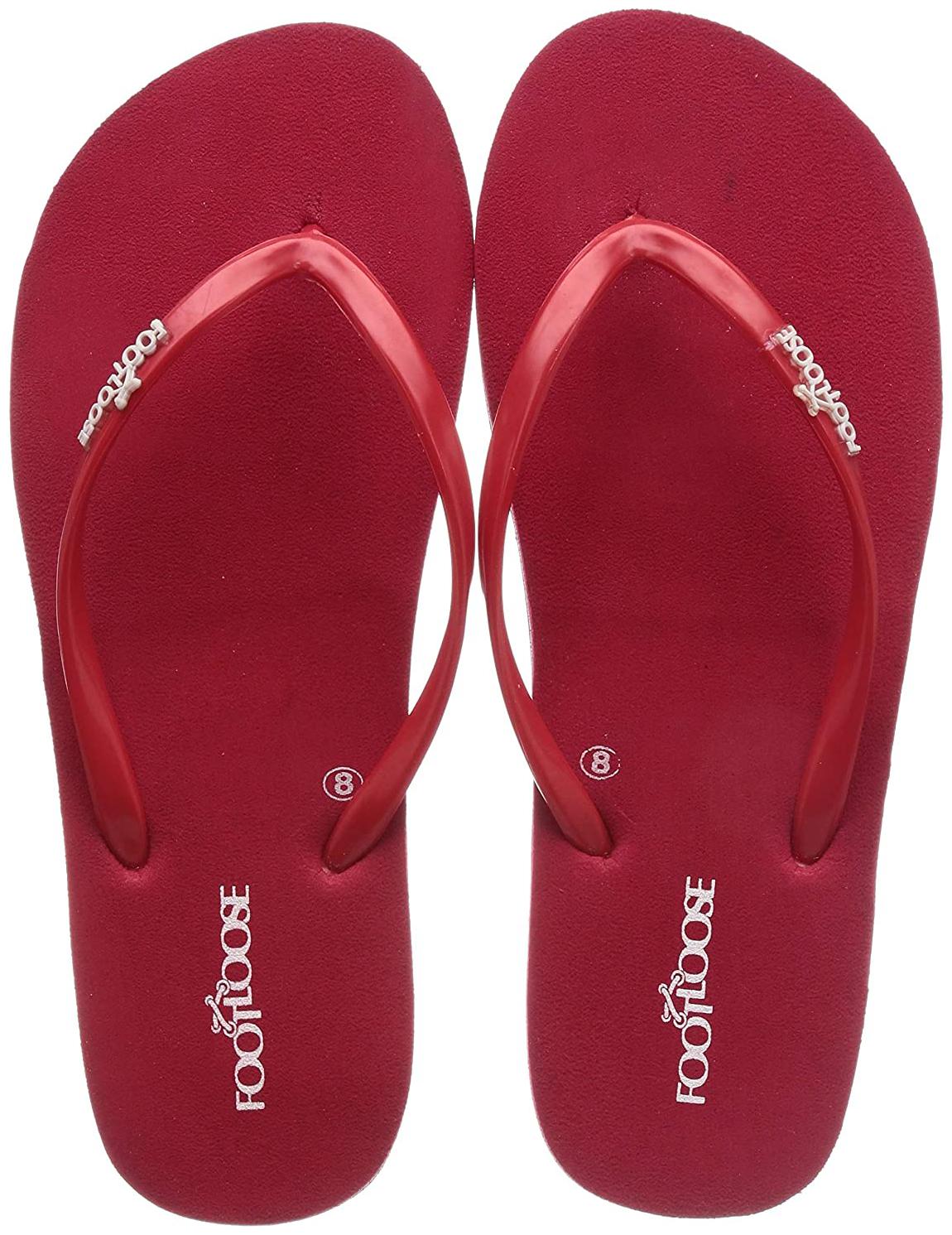 

Footloose by Skybags Rubber Solid Comfort 1 Pair Red Flip Flops