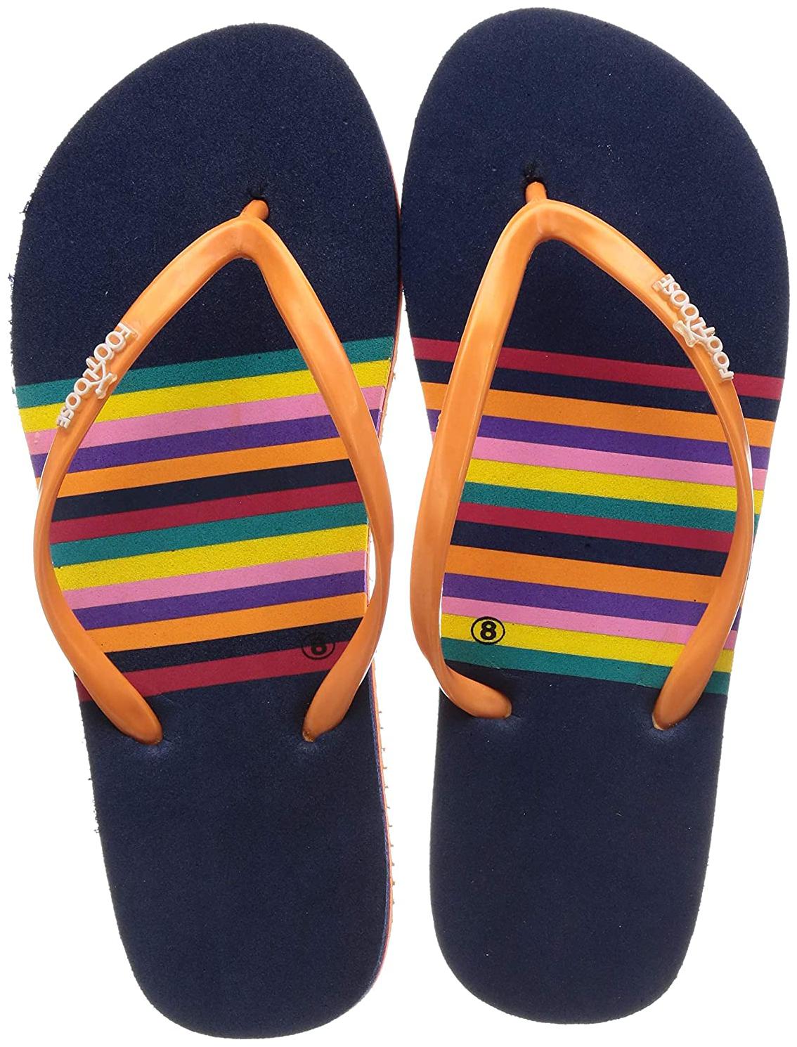 

Footloose by Skybags Rubber Striped Comfort 1 Pair Multi Flip Flops