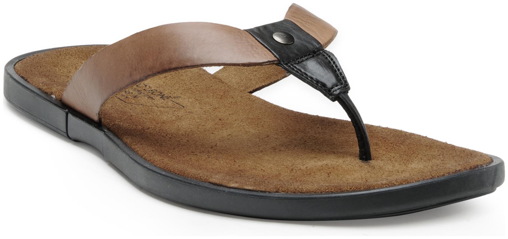 

Franco Leone Tan Leather Slippers Flip-Flops