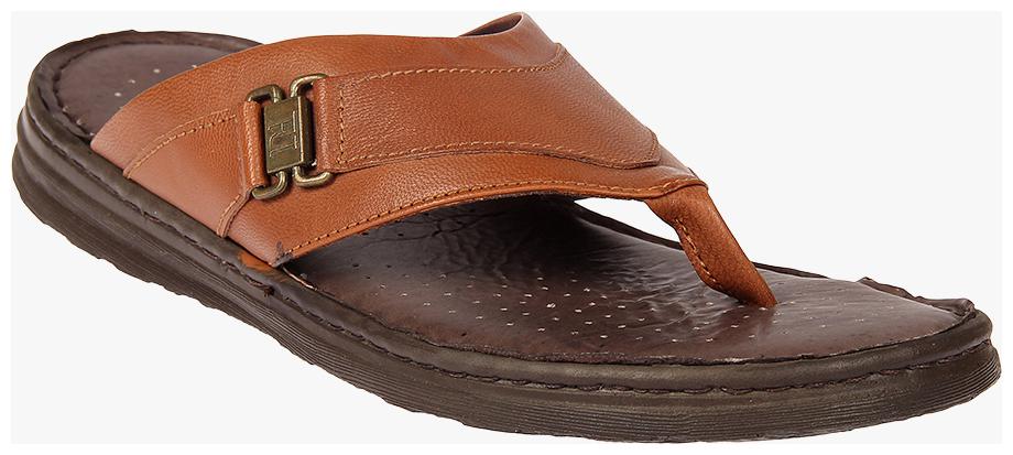 

Franco Leone Tan Leather Slippers Flip-Flops