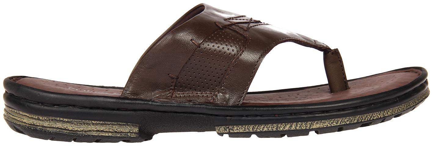 

Franco Leone Brown Leather Slippers Flip-Flops