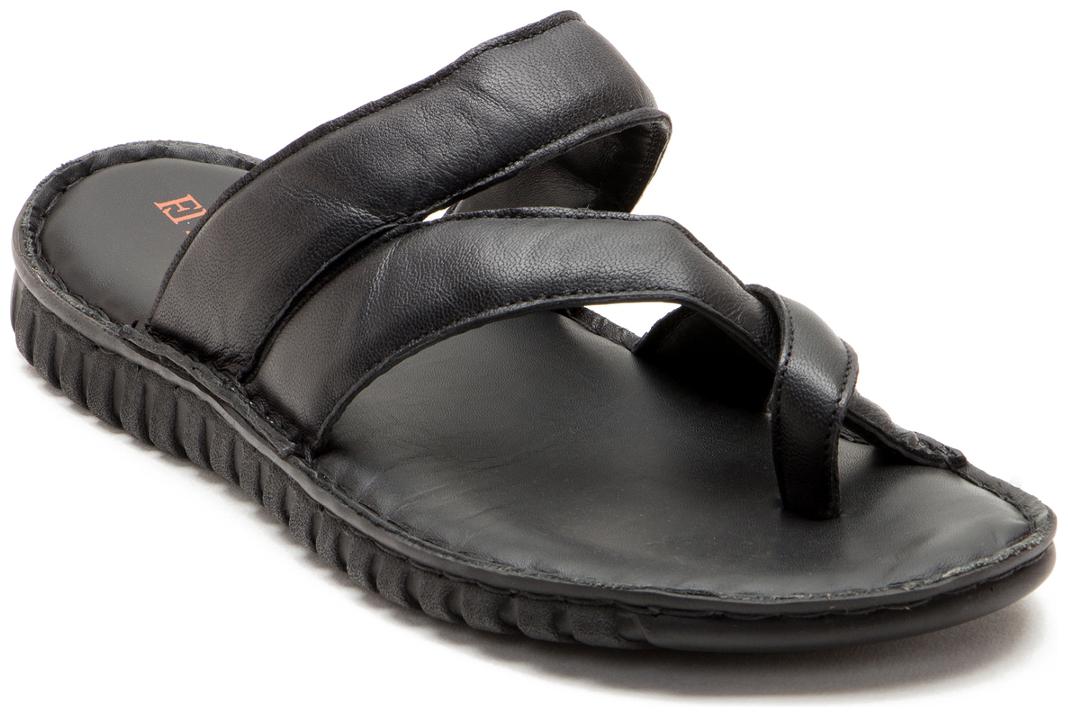 

Franco Leone Black Leather Slippers And Flip Flops