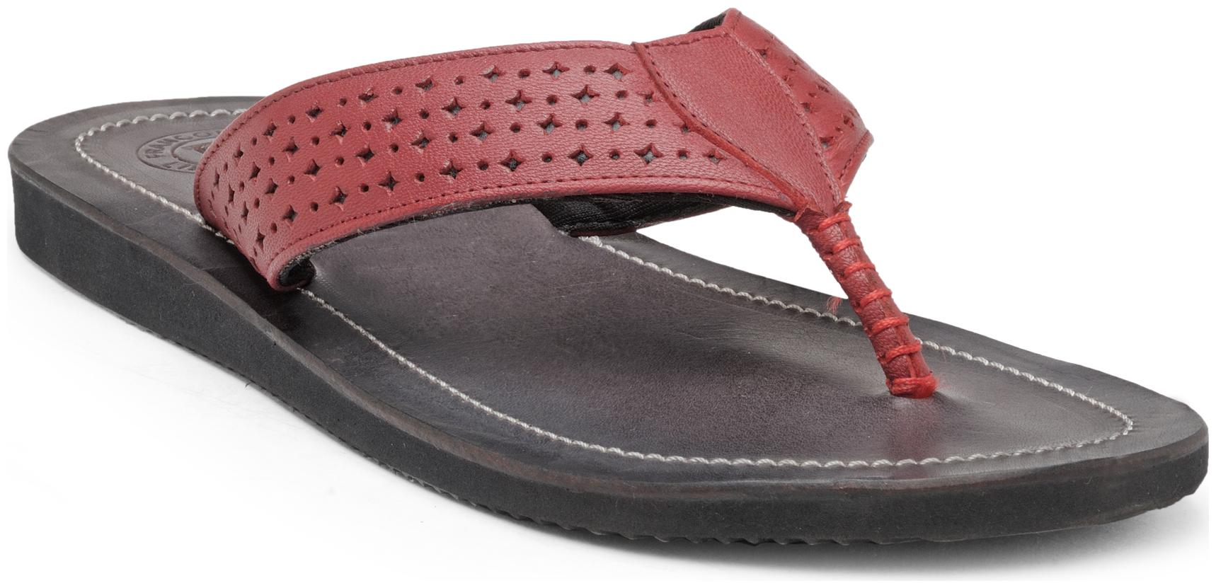 

Franco Leone Red Leather Slippers Flip-Flops