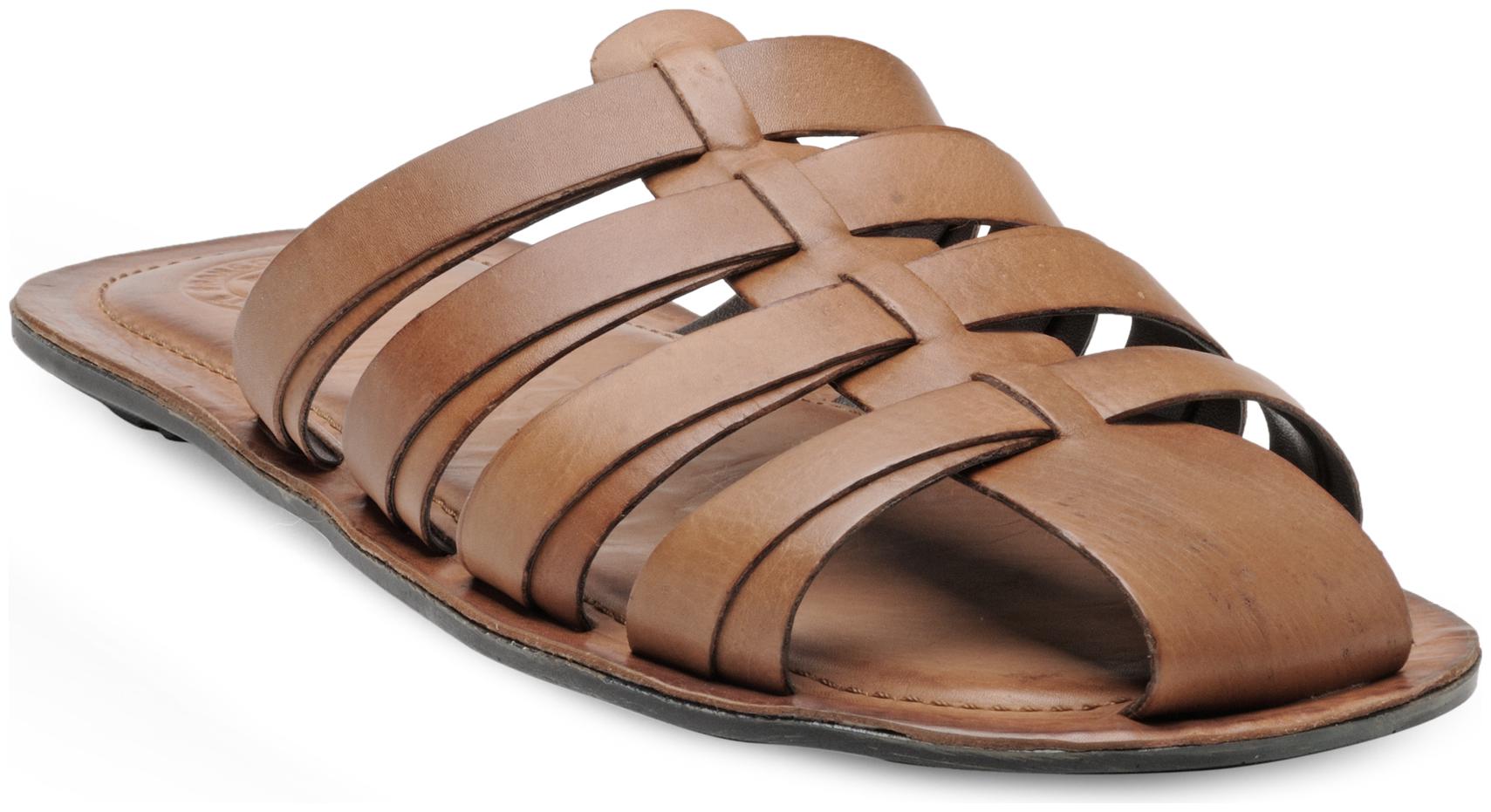 

Franco Leone Tan Leather Slippers Flip-Flops