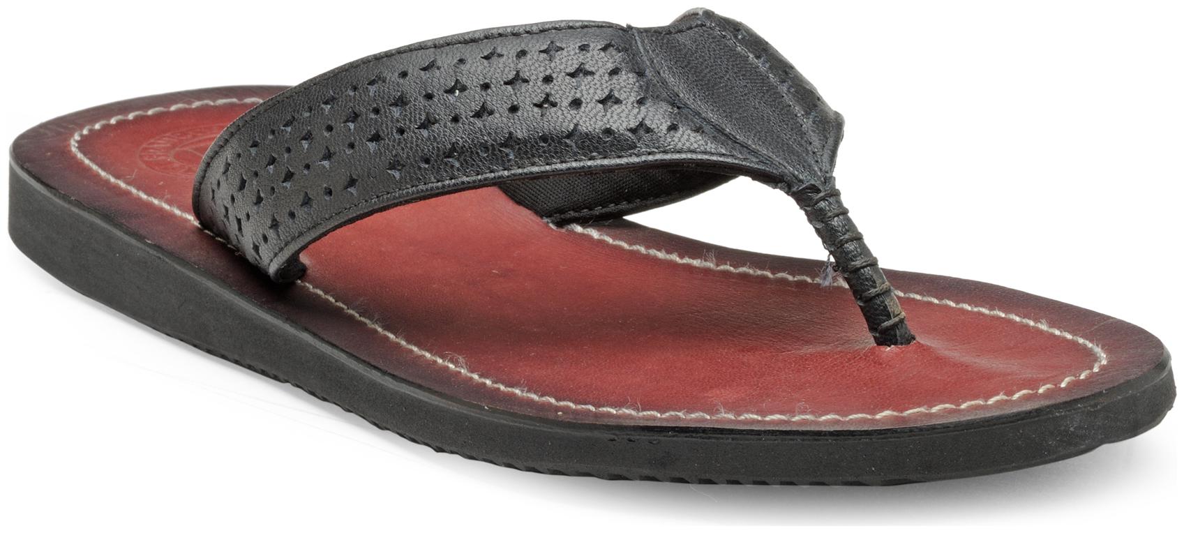 

Franco Leone Black Leather Slippers Flip-Flops