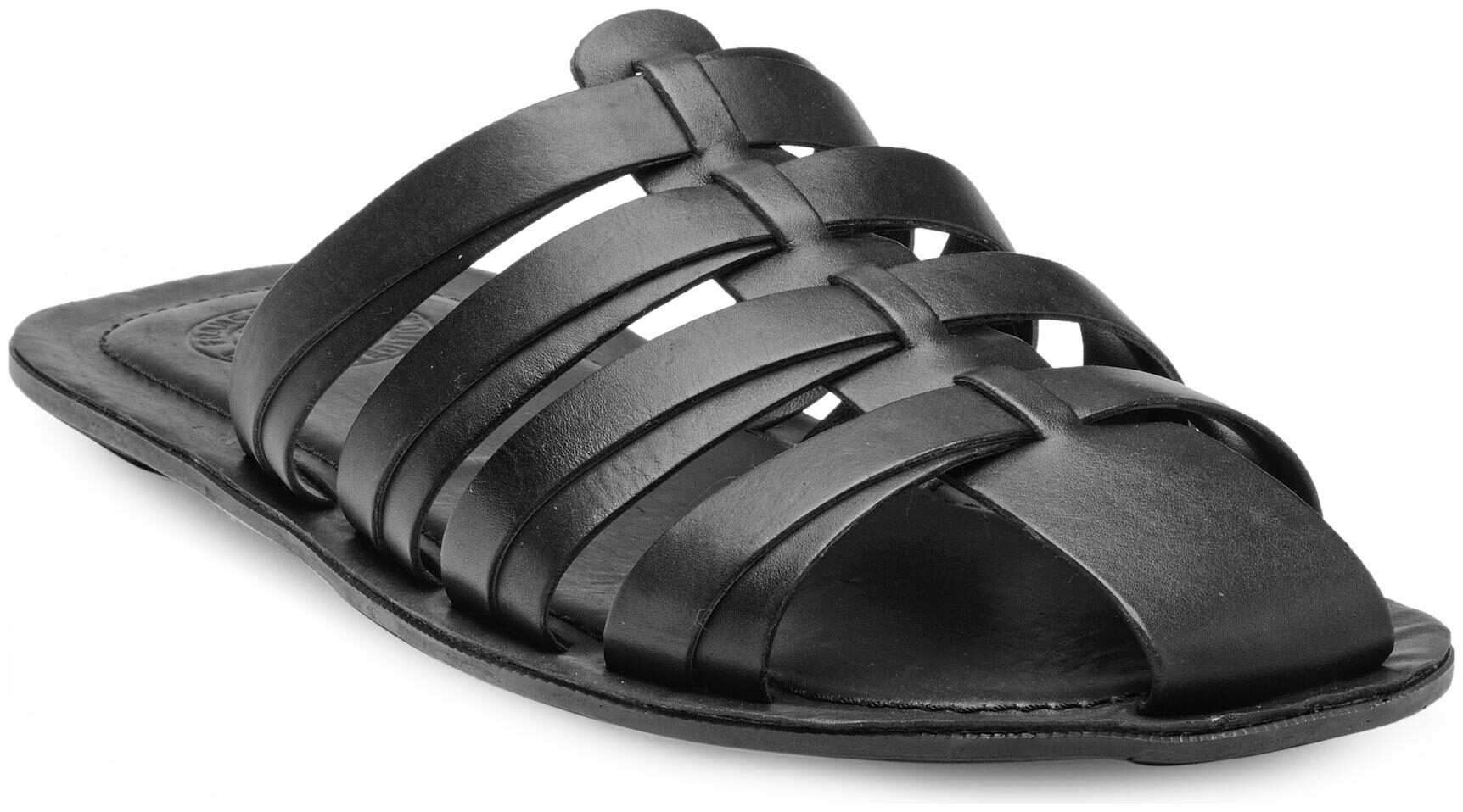 

Franco Leone Black Leather Slippers Flip-Flops