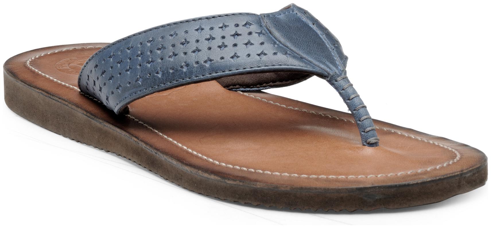

Franco Leone Blue Leather Slippers Flip-Flops