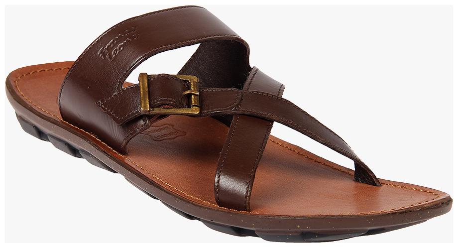 

Franco Leone Brown Leather Slippers Flip-Flops