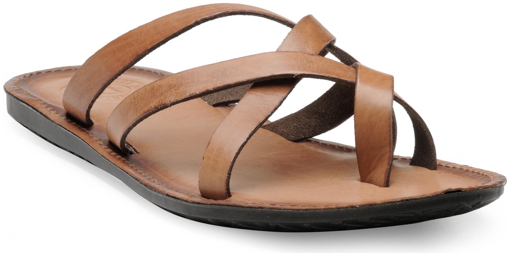 

Franco Leone Tan Leather Slippers Flip-Flops