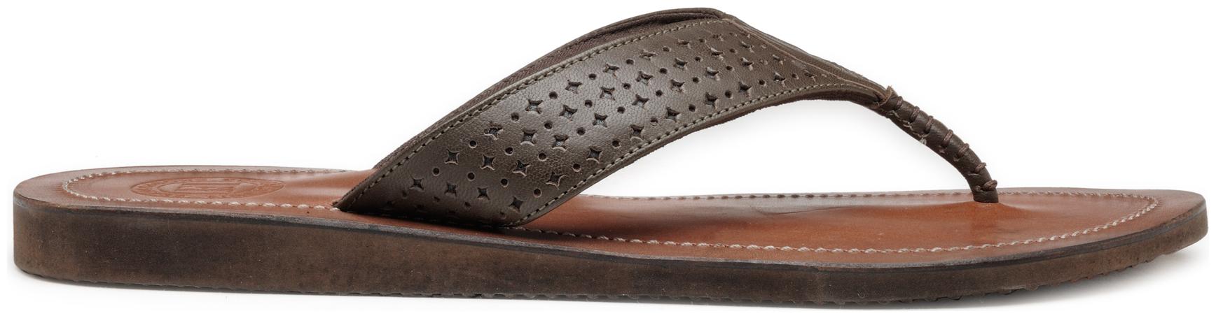 

Franco Leone Brown Leather Slippers Flip-Flops