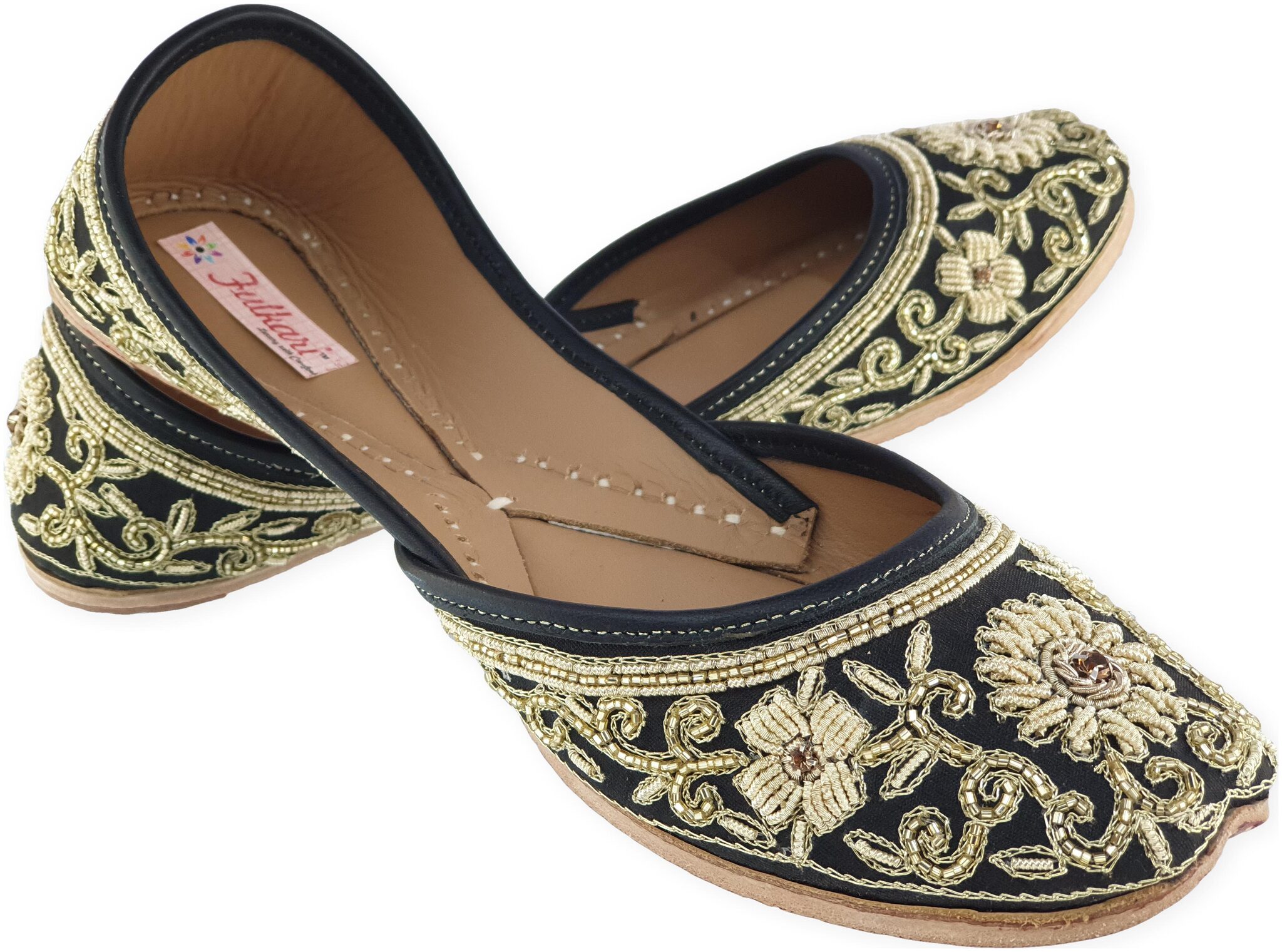 

Fulkari Women Black Mojaris