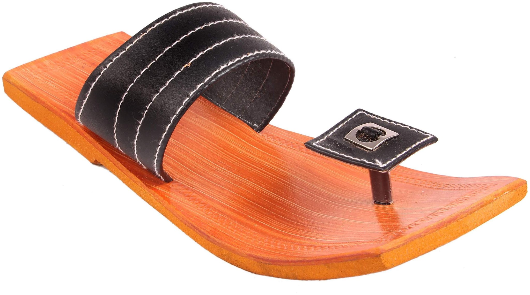 

Gerief Ethnic Black Kolhapuri Flat Slipper for Men