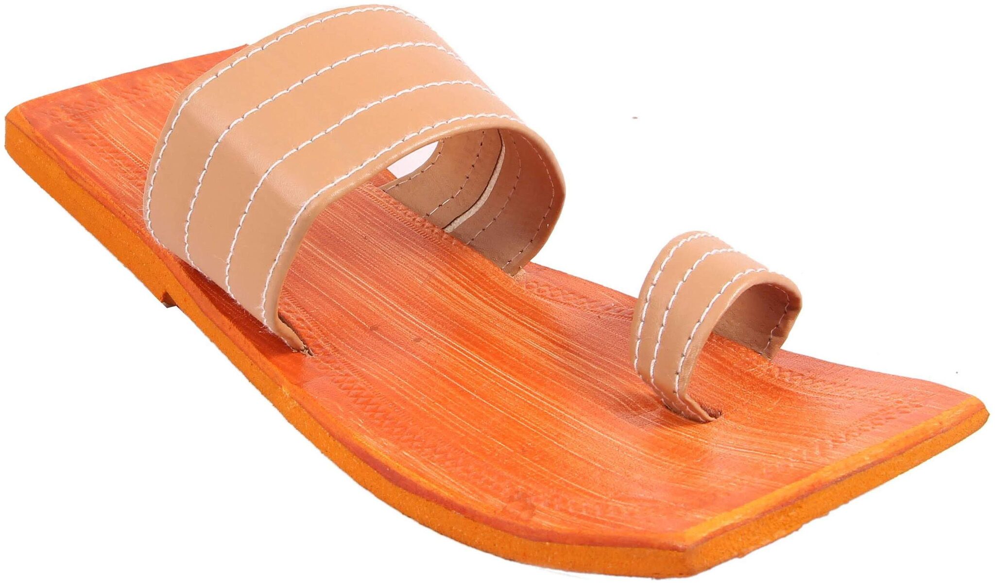 

Gerief Ethnic Cream Kolhapuri Flat Slipper for Men