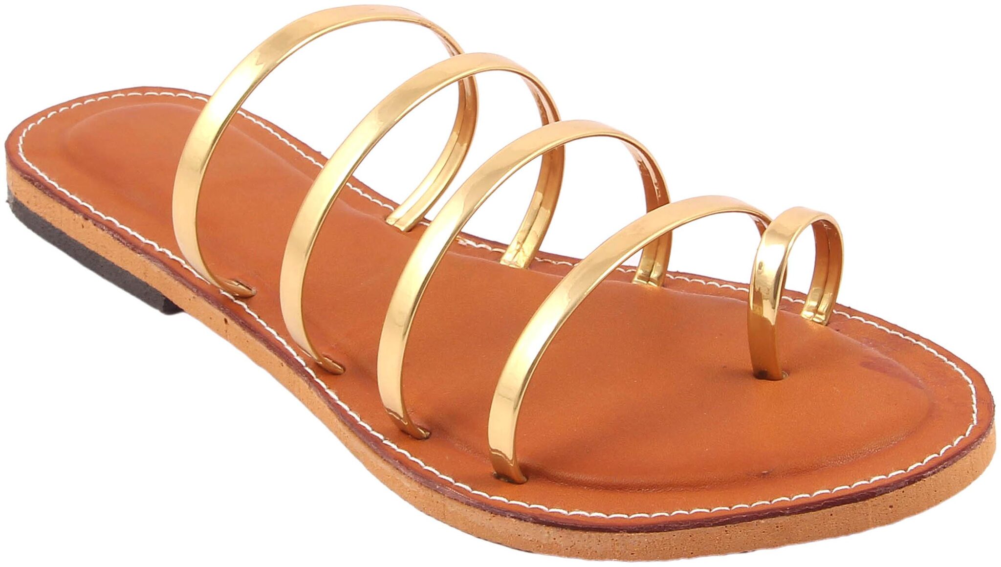 

GERIEF Women Gold Open Toe Flats