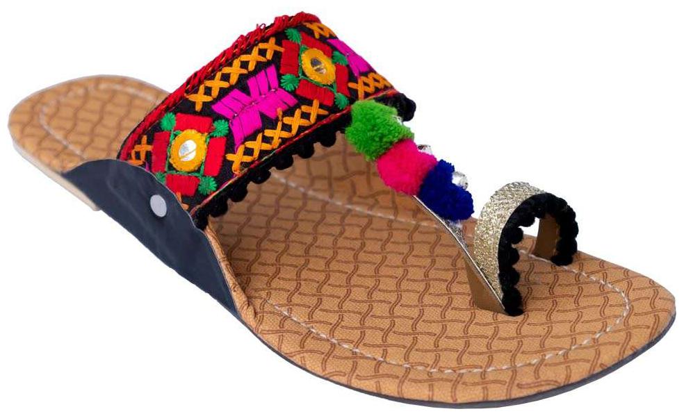 

Gerief High Quality Kolhapuri Black Flat for Women