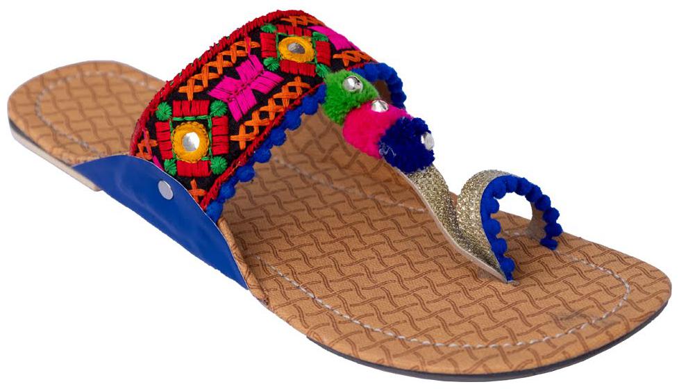 

Gerief High Quality Kolhapuri Blue Flat for Women