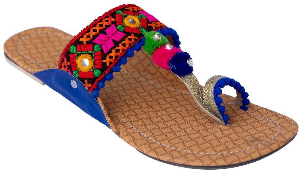 

Gerief High Quality Kolhapuri Blue Flat for Women
