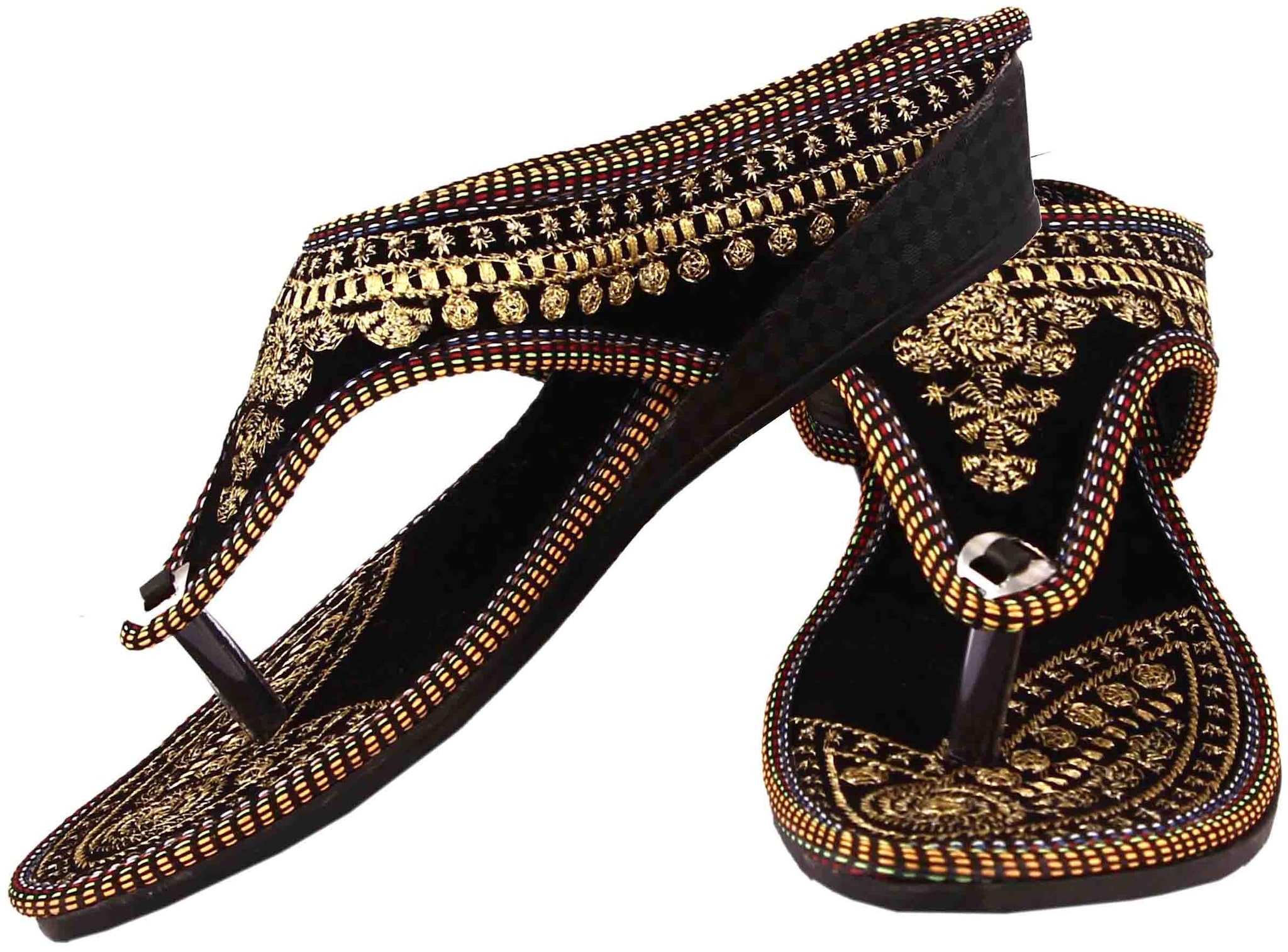 

Gerief Jaipuri Black Embroidery Sandal Flat For Women