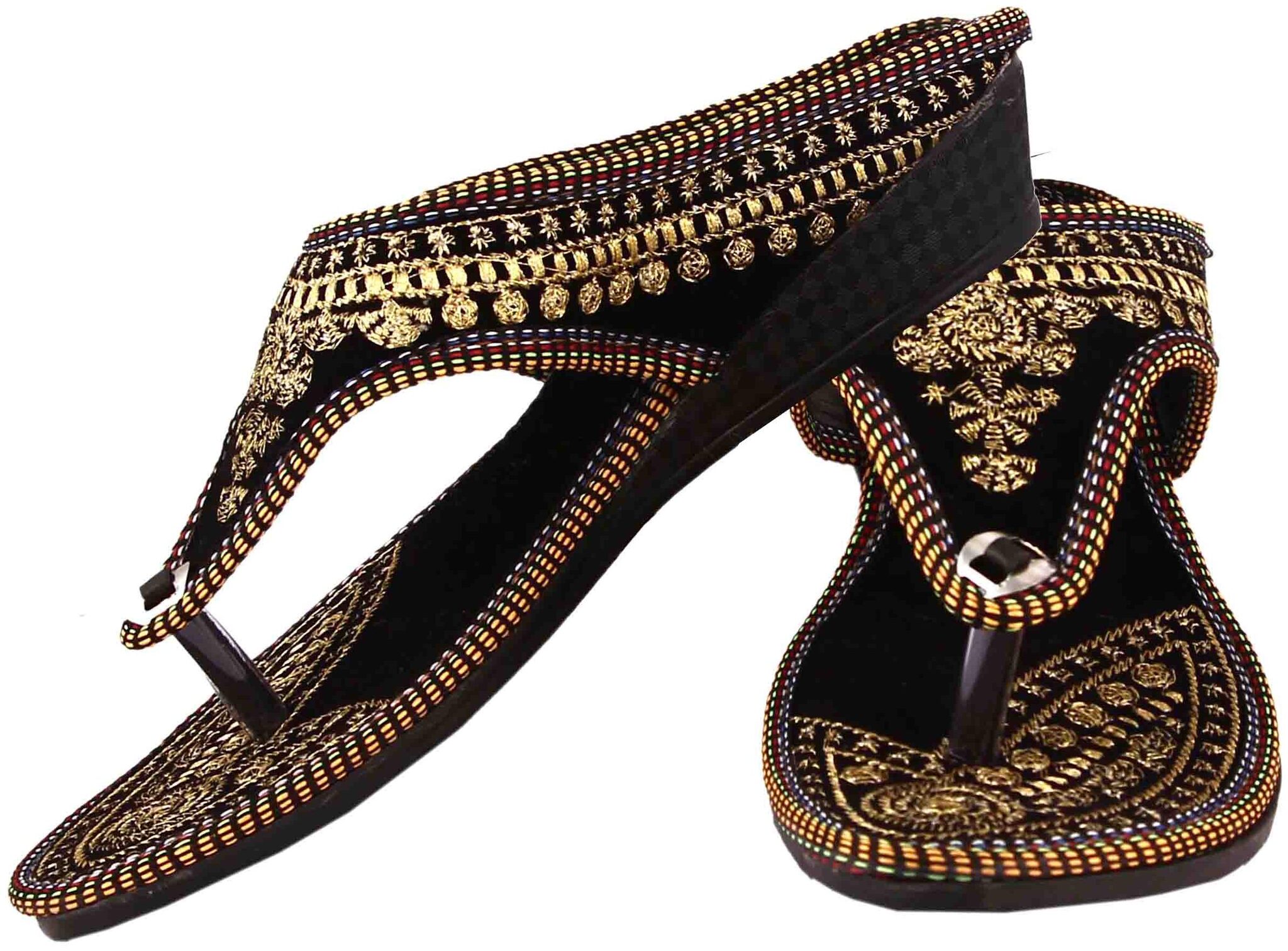 

Gerief Jaipuri Black Embroidery Sandal Flat For Women
