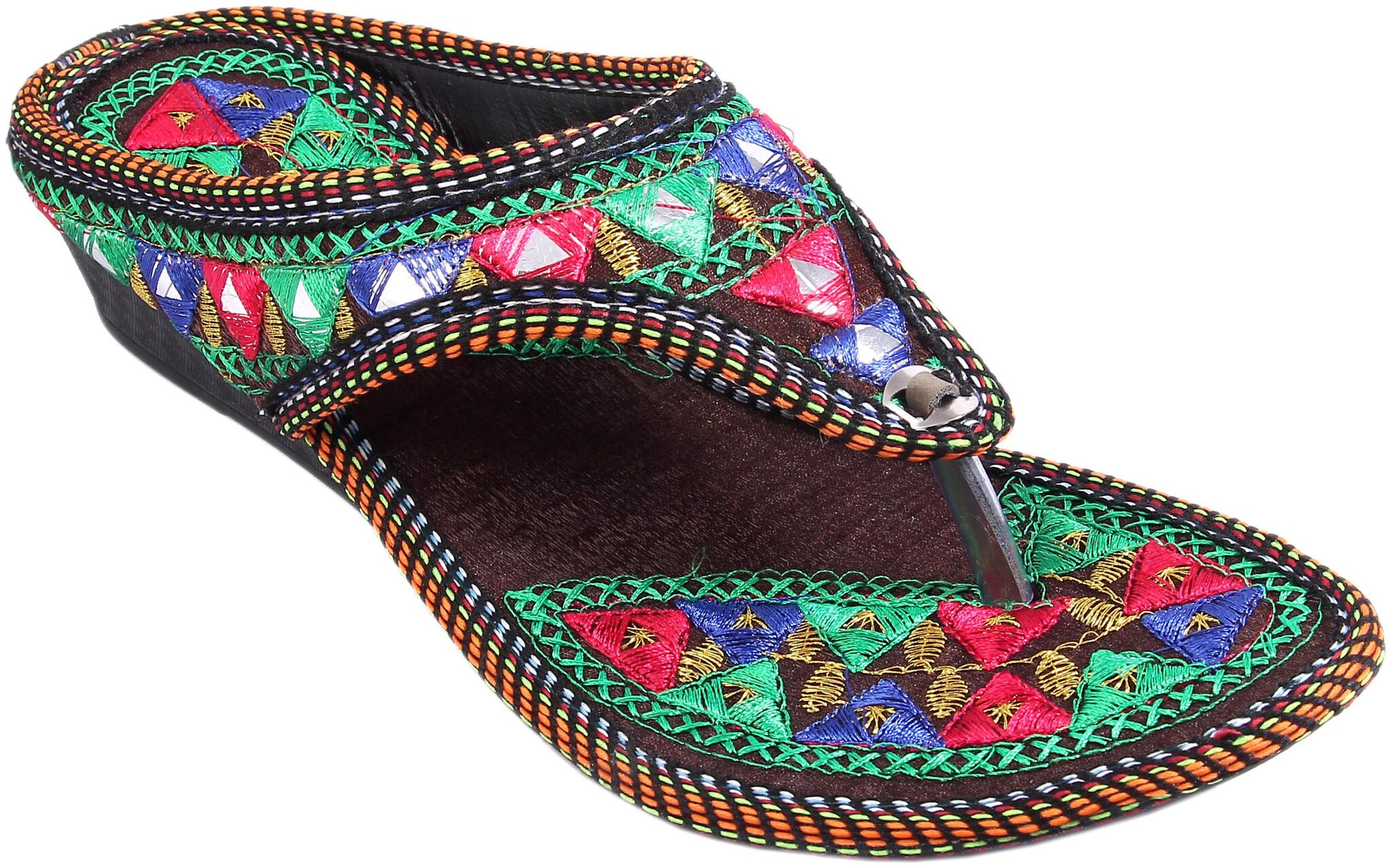 

Gerief Rajasthani Jaipuri Designer Ethnic Embroidery Platform Chappal Sandal