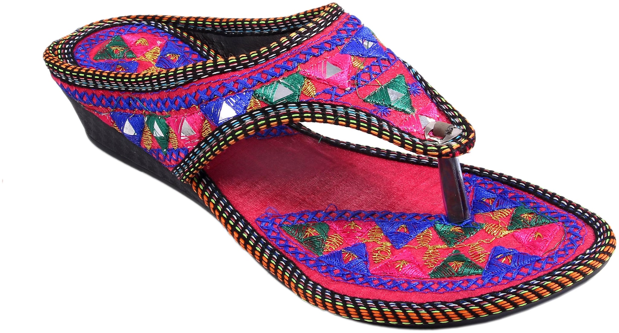 

Gerief Rajasthani Jaipuri Designer Ethnic Embroidery Platform Chappal Sandal