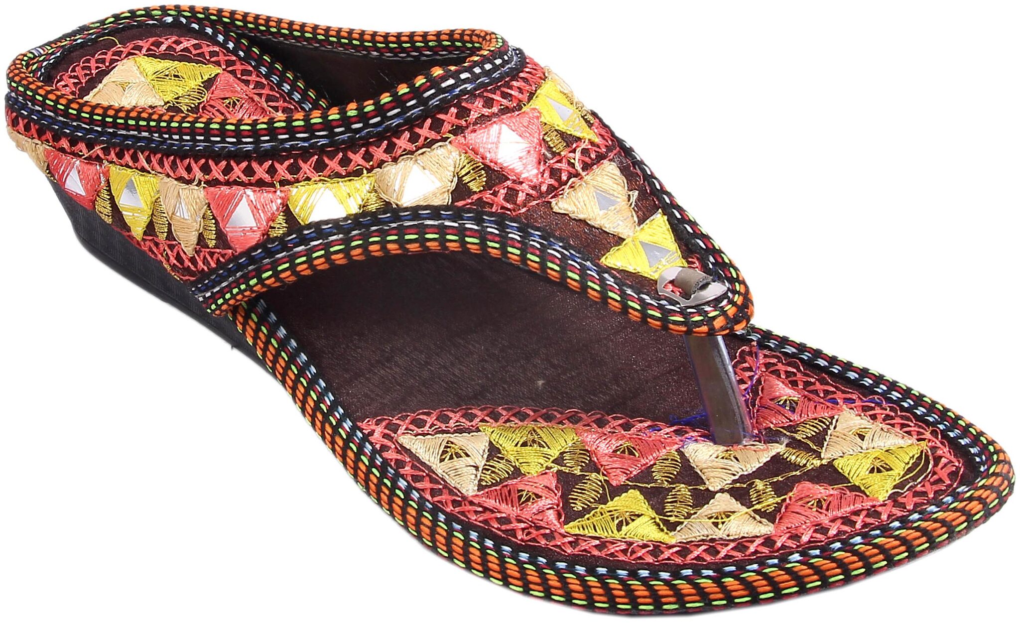 

Gerief Rajasthani Jaipuri Designer Ethnic Embroidery Platform Chappal Sandal