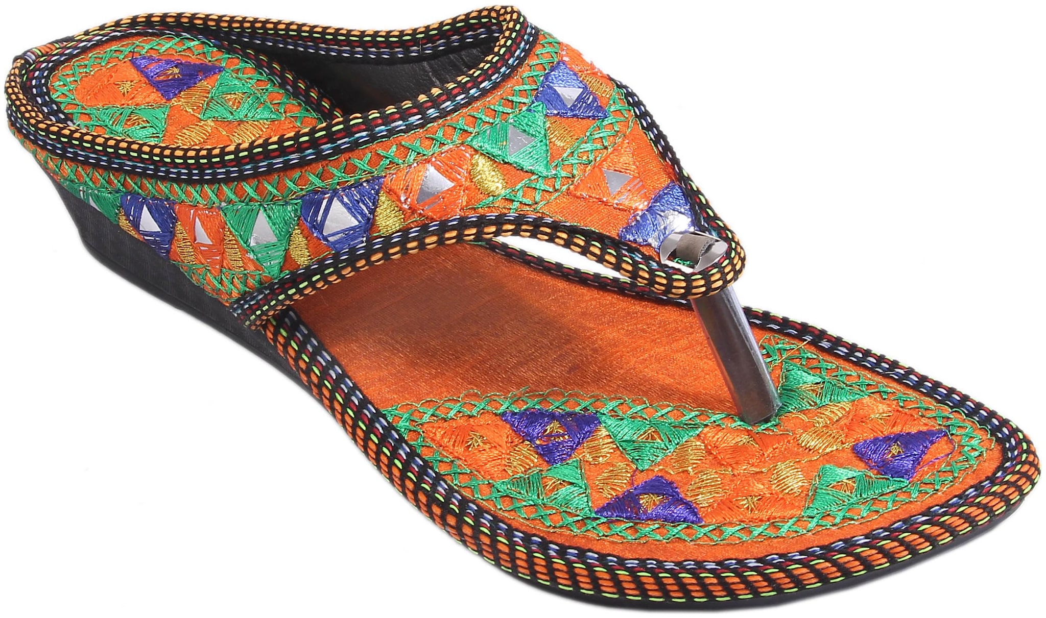 

Gerief Rajasthani Jaipuri Designer Ethnic Embroidery Platform Chappal Sandal