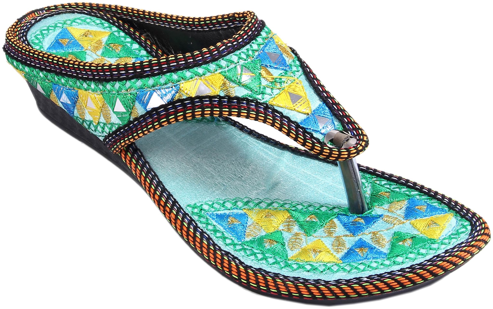 

Gerief Rajasthani Jaipuri Designer Ethnic Embroidery Platform Chappal Sandal