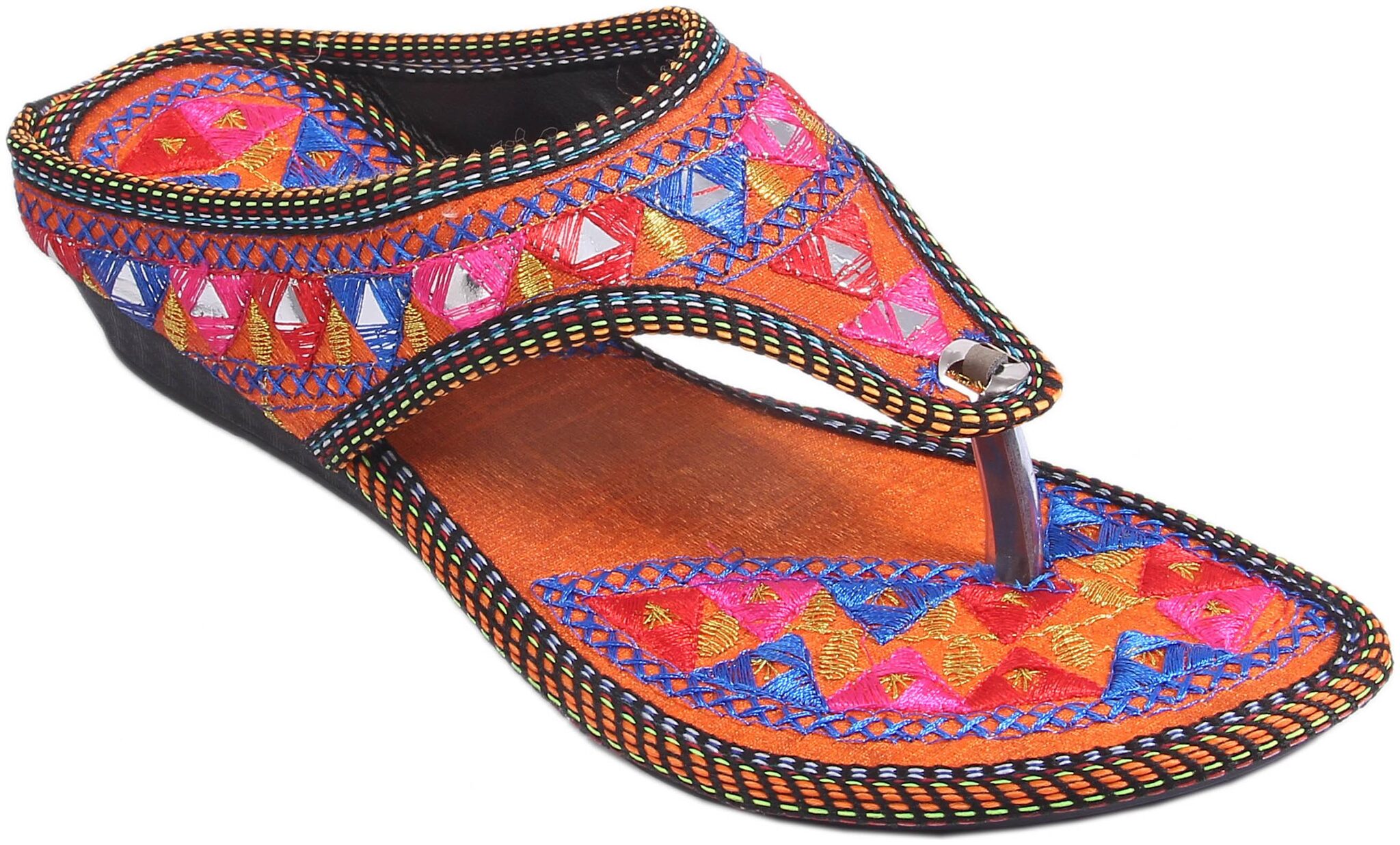

Gerief Rajasthani Jaipuri Designer Ethnic Embroidery Platform Chappal Sandal