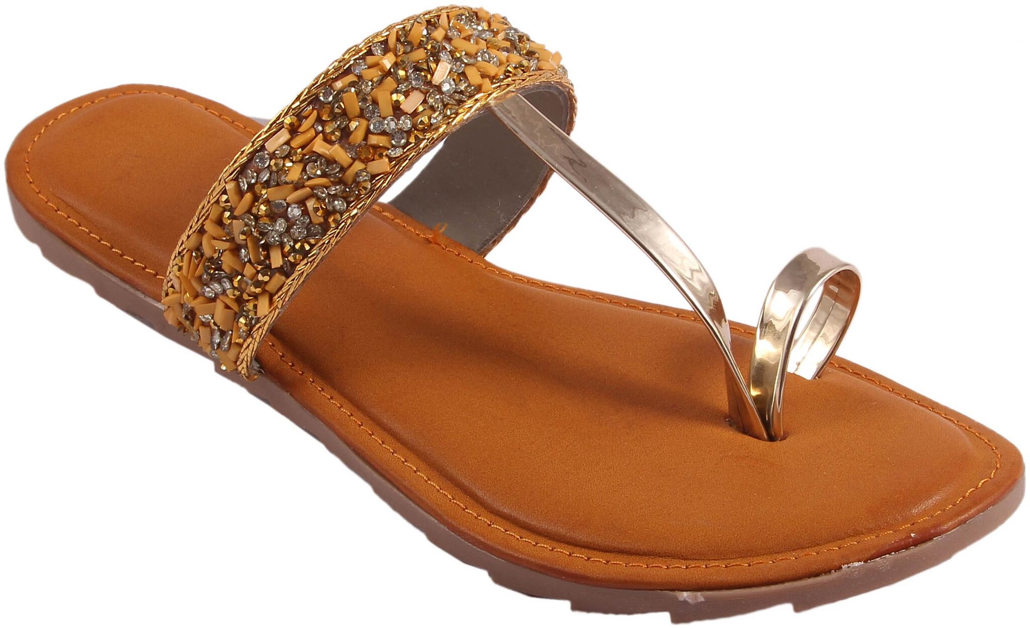 

GERIEF Women Gold Open Toe Flats