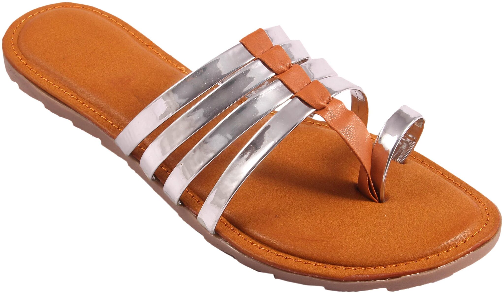 

GERIEF Women Silver Open Toe Flats