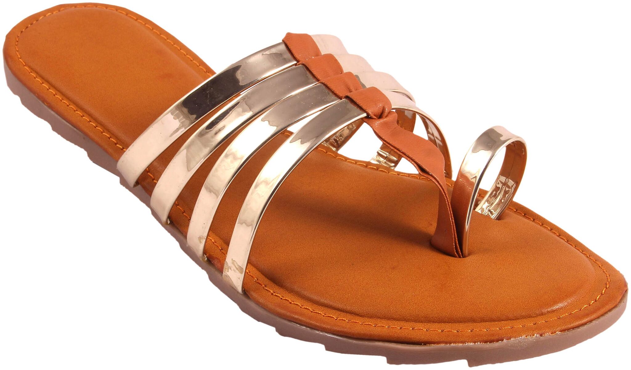 

GERIEF Women Gold Open Toe Flats