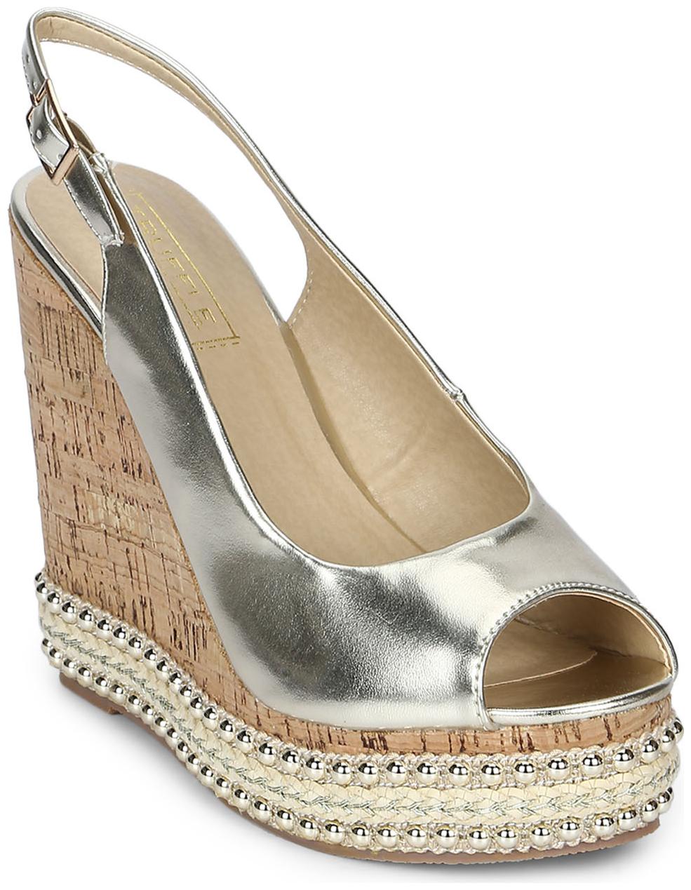 

Truffle Collection Gold Back Strap Wedges