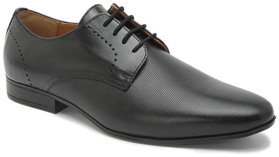 

Hats Off Accessories Genuine Leather Black Derby Shoes with Textured Vamp Punches