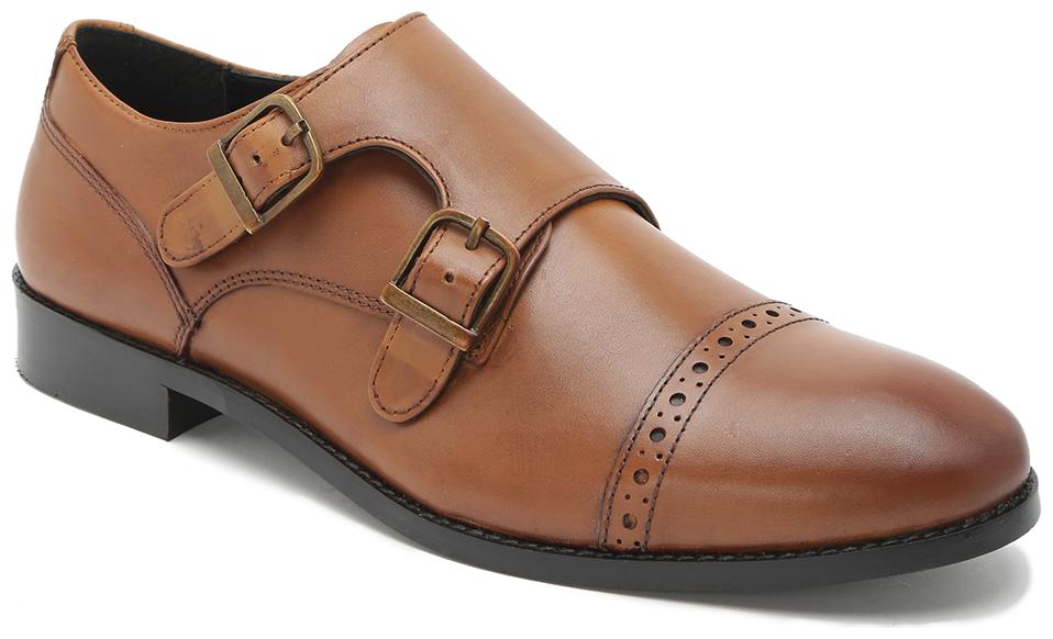 

Hats Off Accessories Genuine Leather Tan Double Monk Shoes