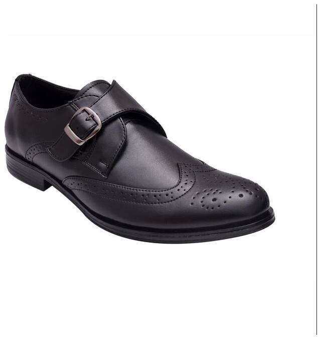 Hi Rel's Black Brogue Monk Shoes