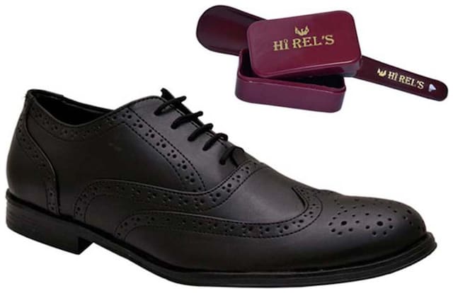 Hi Rel'S Black Formal Shoes (Size-6)