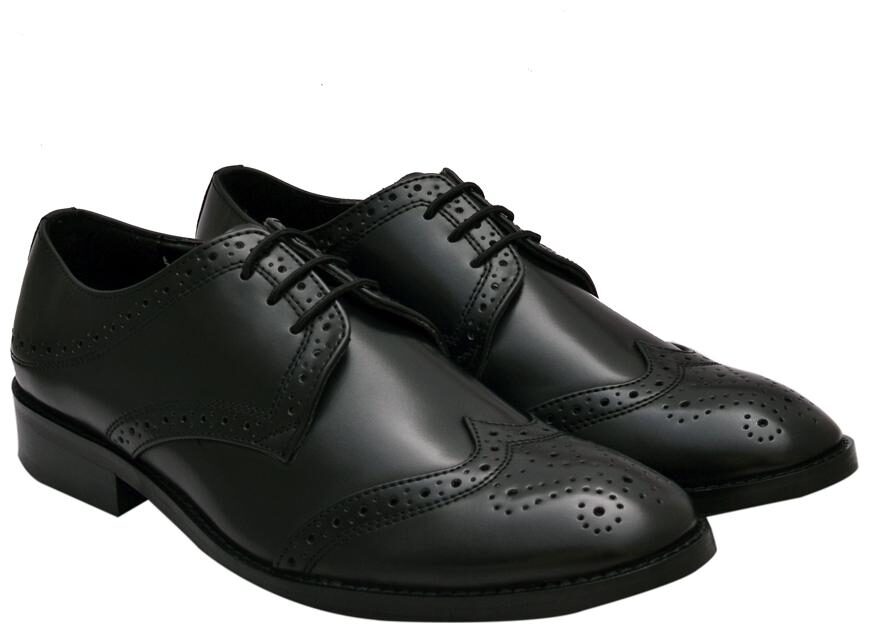 

Hirel s Black Derby Brogue Cap Toe Lace Up