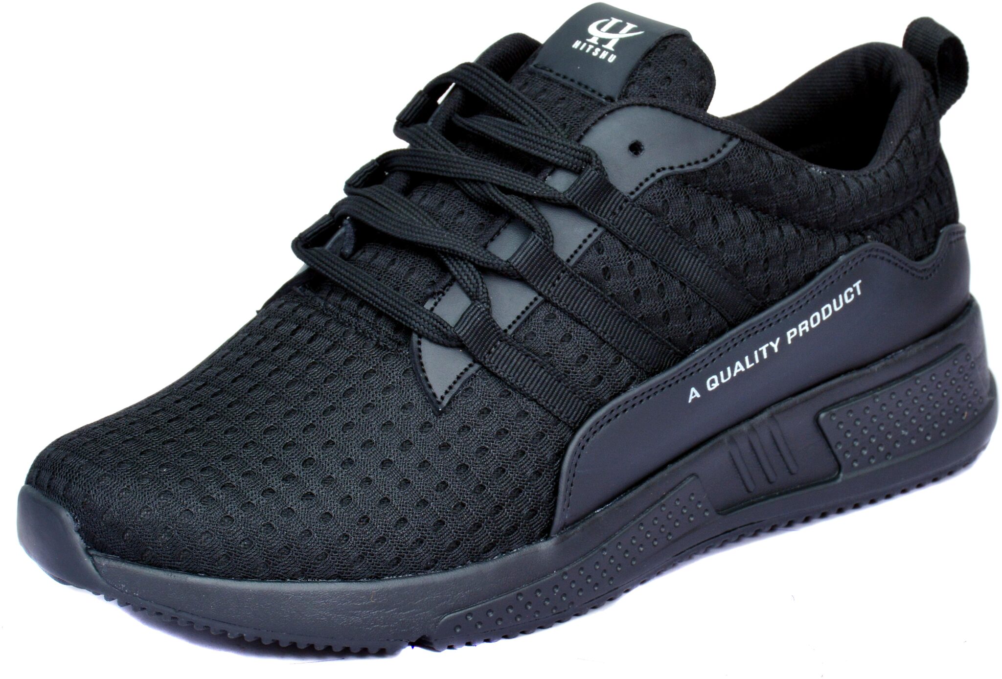 

HITSHU Men Black Casual Shoes - SPORTS SHOES - HTSHOES1210BLACK10