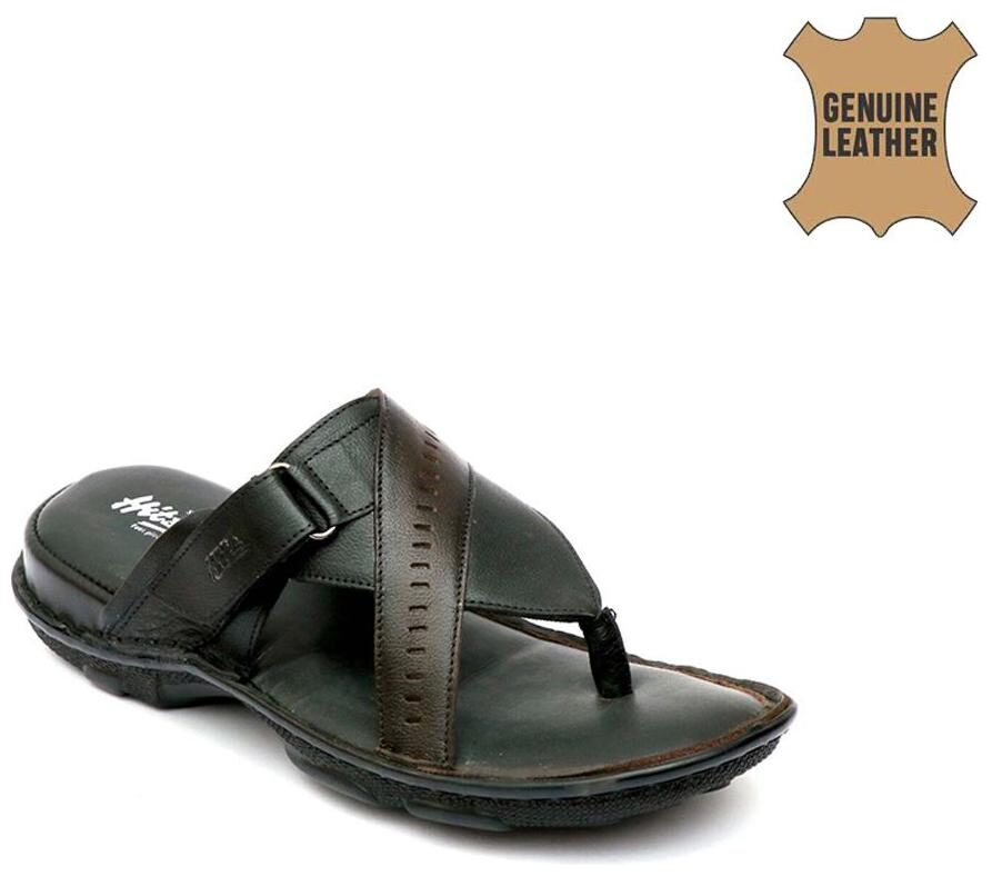 

Hitz Black Brown Leather Slippers